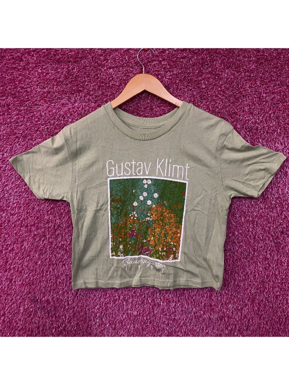 Rebellious One Gustav Klimt "Bauerngarten" Cottage Garden Graphic Crop Tee Small